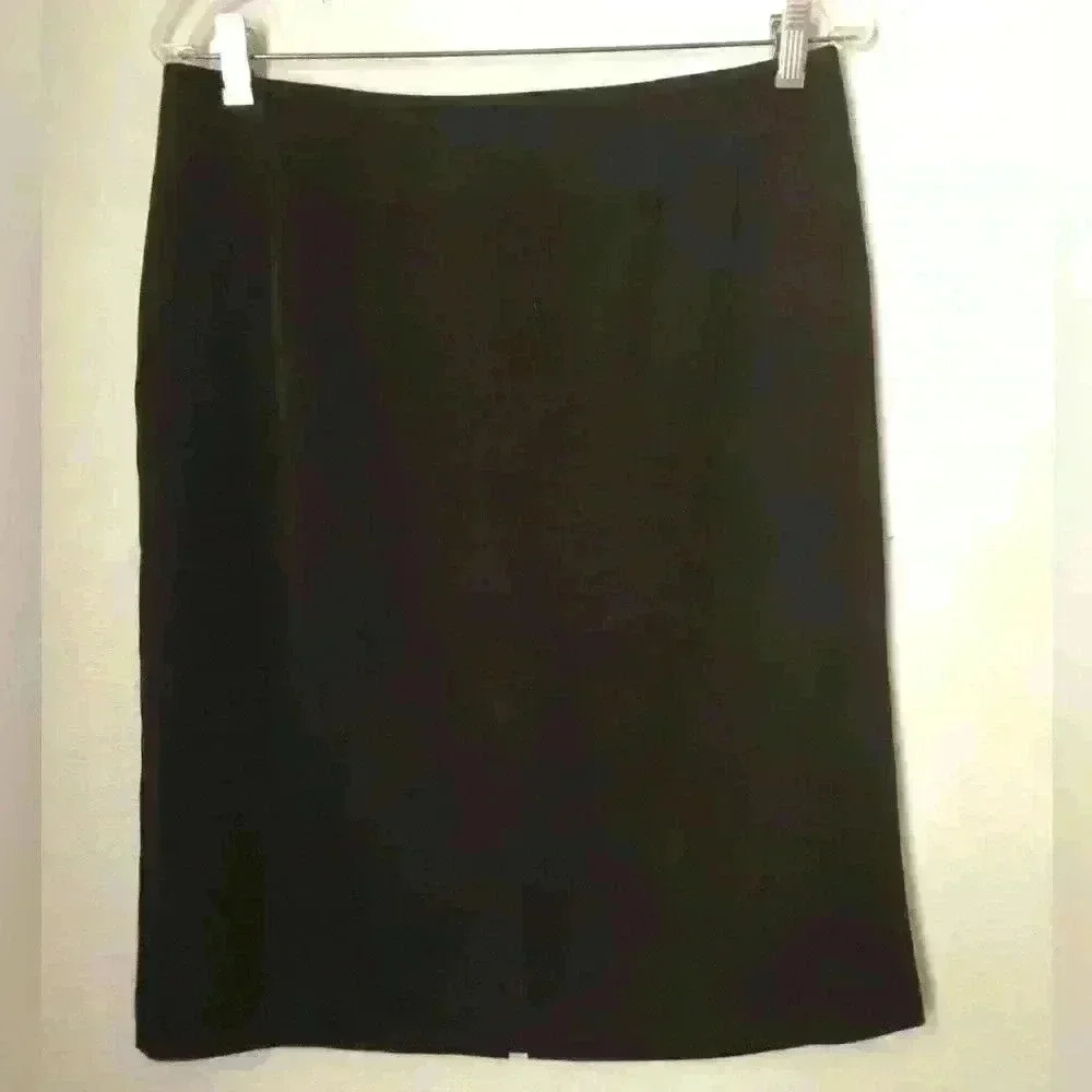 Vtg Blue Sage Black Unlined Pencil Skirt Back Slit Women 8